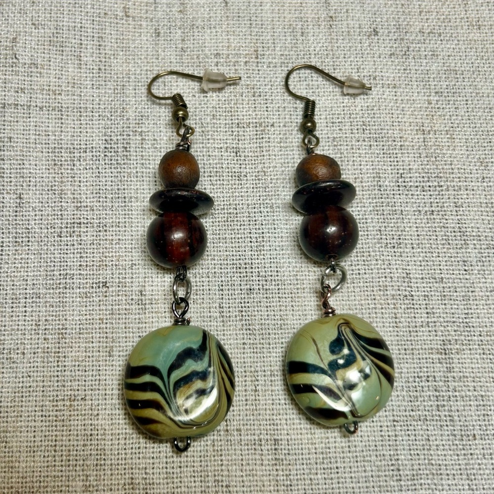 Handmade Boho Bracelet & Earrings Set | Earthy Green - Picture 3 of 4